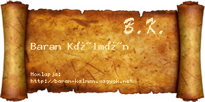 Baran Kálmán névjegykártya