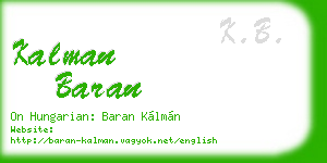 kalman baran business card