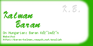 kalman baran business card